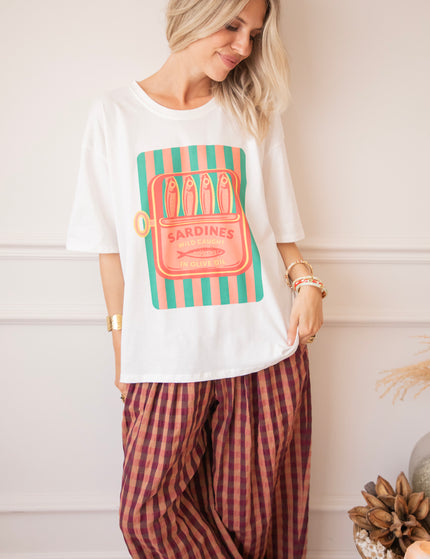 T-Shirt - Sardines Stripes - Weiß
