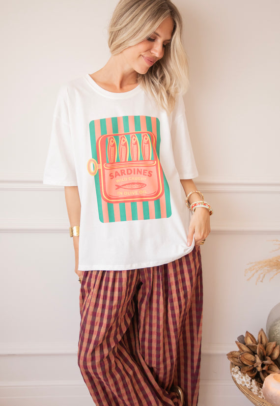 Sardines Stripes White - T-Shirt
