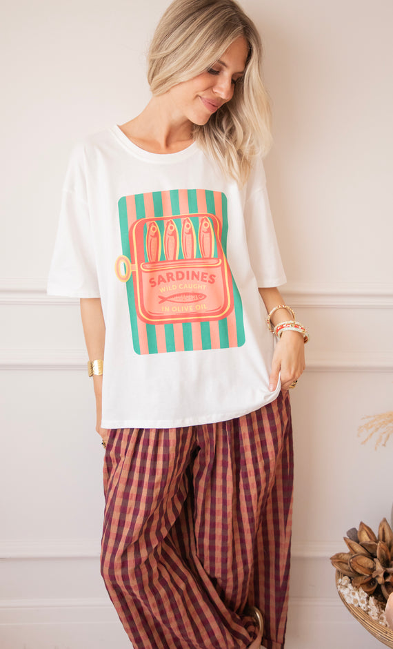 Sardines Stripes White - T-Shirt