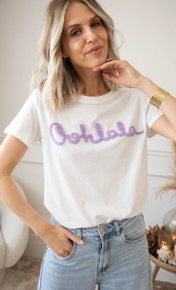 T-Shirt - Oohlala - Weiß/Flieder