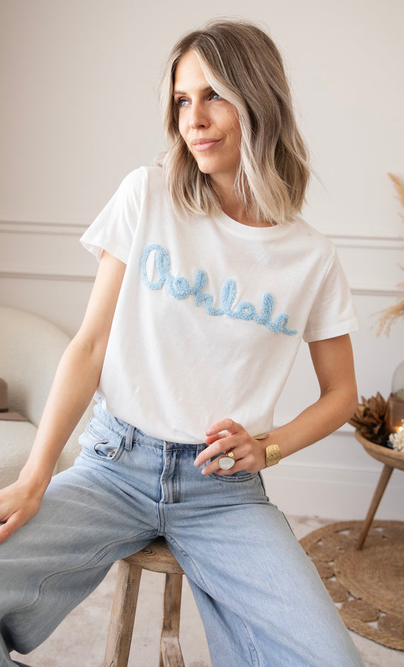 Oohlala White/Blue - T-Shirt