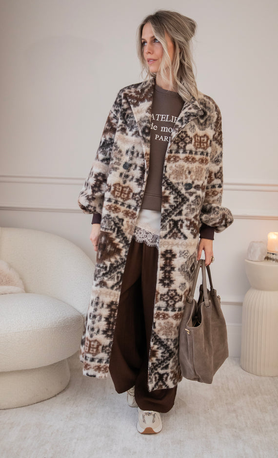 Zita Aztec Beige/Brown - Coat