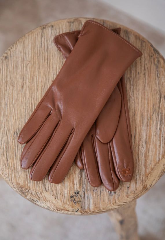 Faux Leather Gloves Camel - Handschoenen