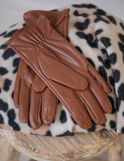 Faux Leather Gloves Camel - Handschoenen