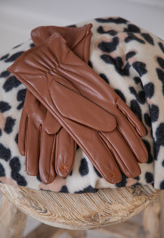 Faux Leather Gloves Camel - Handschoenen