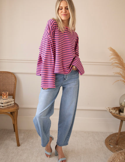 Sadie Stripe Amour Pink/Dark Blue - Longsleeve