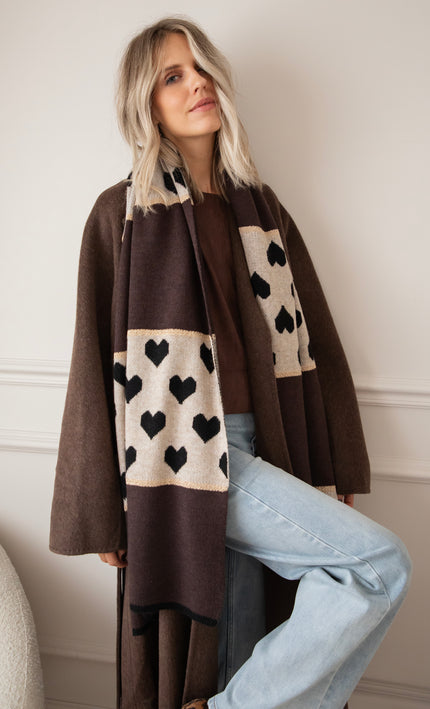 Surrounded By Love Choco/Beige - Scarf