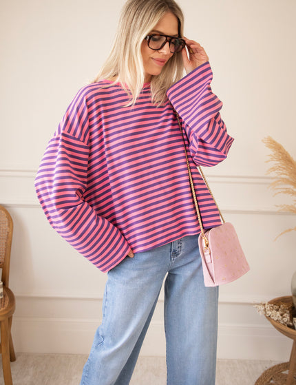 Sadie Stripe Amour Pink/Dark Blue - Longsleeve
