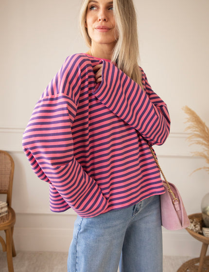 Sadie Stripe Amour Pink/Dark Blue - Longsleeve