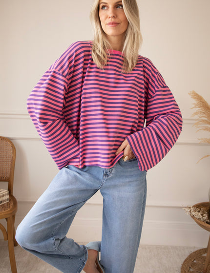 Sadie Stripe Amour Pink/Dark Blue - Longsleeve