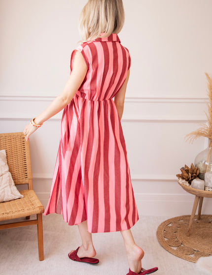 Kleid - Striped Wrap - Süßes Pink/Bordeaux