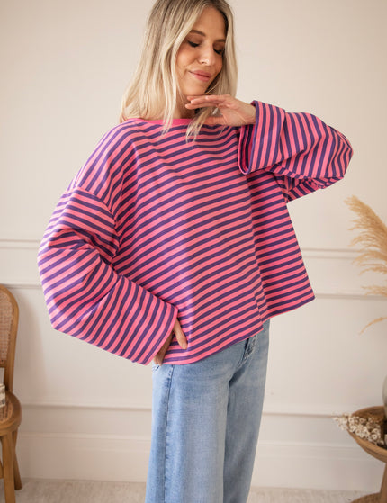 Sadie Stripe Amour Pink/Dark Blue - Longsleeve
