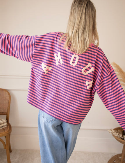 Sadie Stripe Amour Pink/Dark Blue - Longsleeve