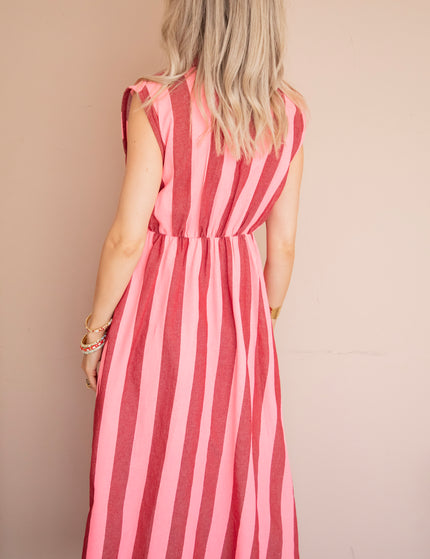 Kleid - Striped Wrap - Süßes Pink/Bordeaux
