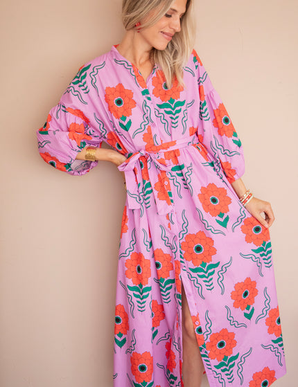 Maxikleid - Full Flower Energy - Lila/Rot