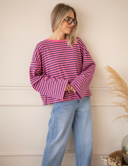 Sadie Stripe Amour Pink/Dark Blue - Longsleeve