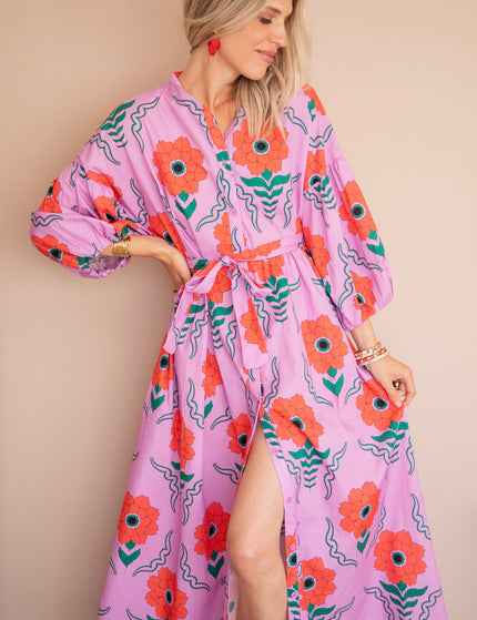 Maxikleid - Full Flower Energy - Lila/Rot