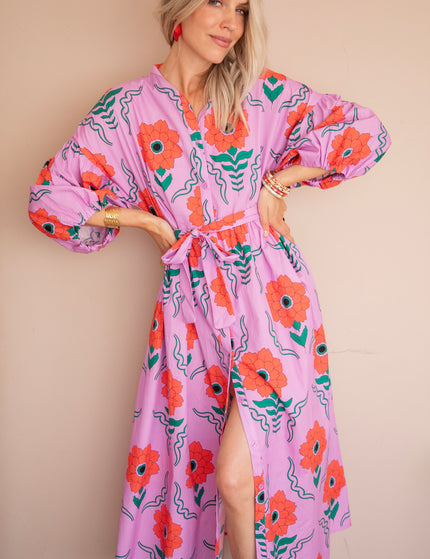 Maxikleid - Full Flower Energy - Lila/Rot