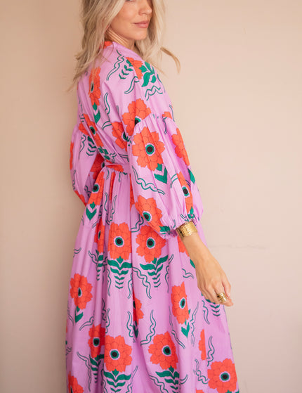 Maxikleid - Full Flower Energy - Lila/Rot