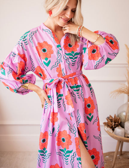 Maxikleid - Full Flower Energy - Lila/Rot