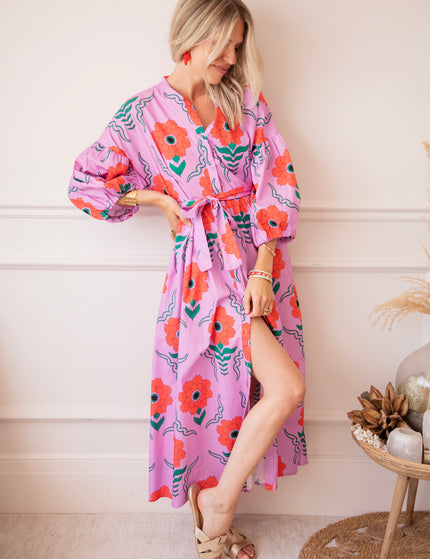 Maxikleid - Full Flower Energy - Lila/Rot