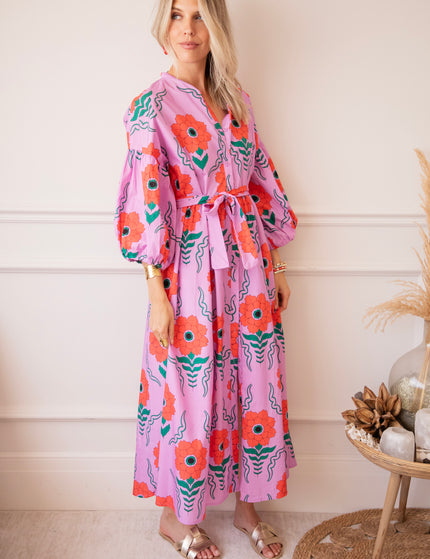 Maxikleid - Full Flower Energy - Lila/Rot