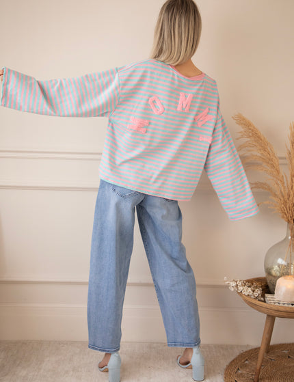 Sadie Stripe Mommy Sky Blue/Baby Pink - Longsleeve