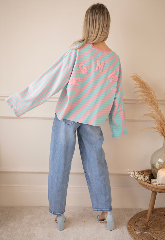 Sadie Stripe Mommy Sky Blue/Baby Pink - Longsleeve
