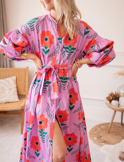 Maxikleid - Full Flower Energy - Lila/Rot