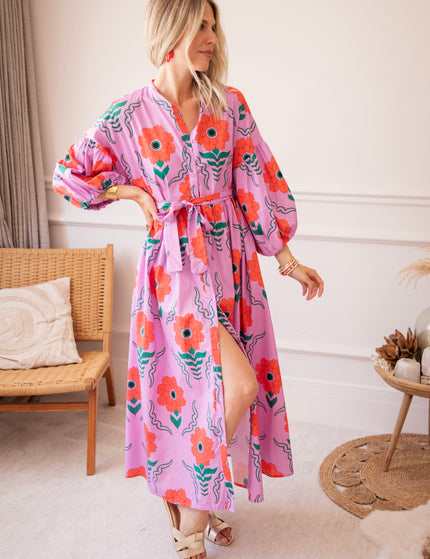Maxikleid - Full Flower Energy - Lila/Rot