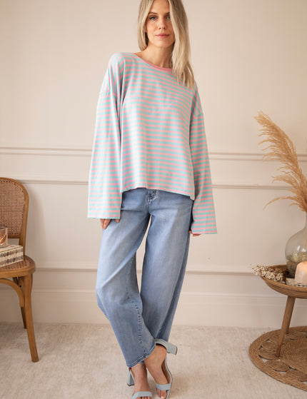 Sadie Stripe Mommy Sky Blue/Baby Pink - Longsleeve