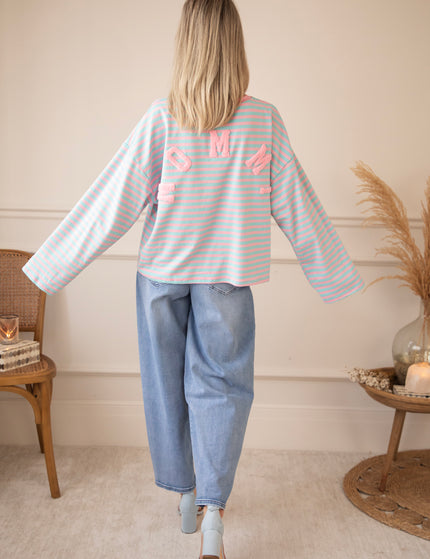 Sadie Stripe Mommy Sky Blue/Baby Pink - Longsleeve