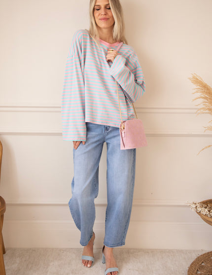 Sadie Stripe Mommy Sky Blue/Baby Pink - Longsleeve