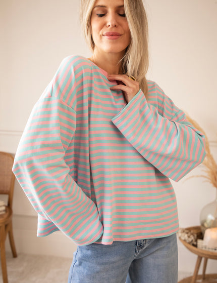 Sadie Stripe Mommy Sky Blue/Baby Pink - Longsleeve