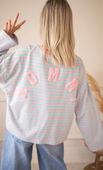 Sadie Stripe Mommy Sky Blue/Baby Pink - Longsleeve