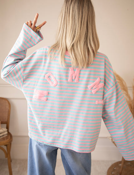 Sadie Stripe Mommy Sky Blue/Baby Pink - Longsleeve