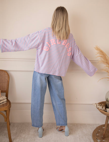 Sadie Stripe Girl Boss Soft Pink/Baby Blue - Longsleeve