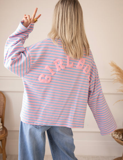 Sadie Stripe Girl Boss Soft Pink/Baby Blue - Longsleeve