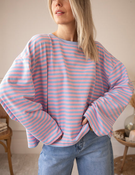 Sadie Stripe Girl Boss Soft Pink/Baby Blue - Longsleeve