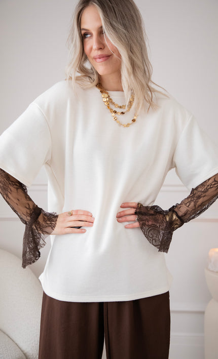 Lucy Lace Layer Beige - Longsleeve