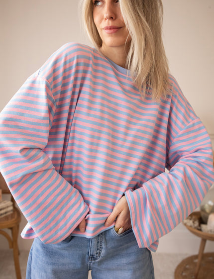 Sadie Stripe Girl Boss Soft Pink/Baby Blue - Longsleeve