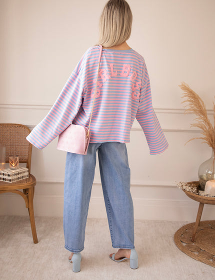 Sadie Stripe Girl Boss Soft Pink/Baby Blue - Longsleeve