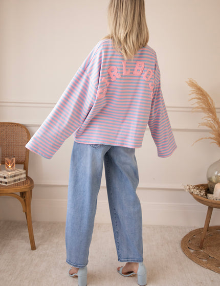 Sadie Stripe Girl Boss Soft Pink/Baby Blue - Longsleeve