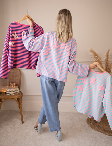 Sadie Stripe Girl Boss Soft Pink/Baby Blue - Longsleeve