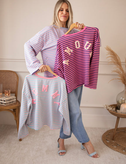 Sadie Stripe Amour Pink/Dark Blue - Longsleeve