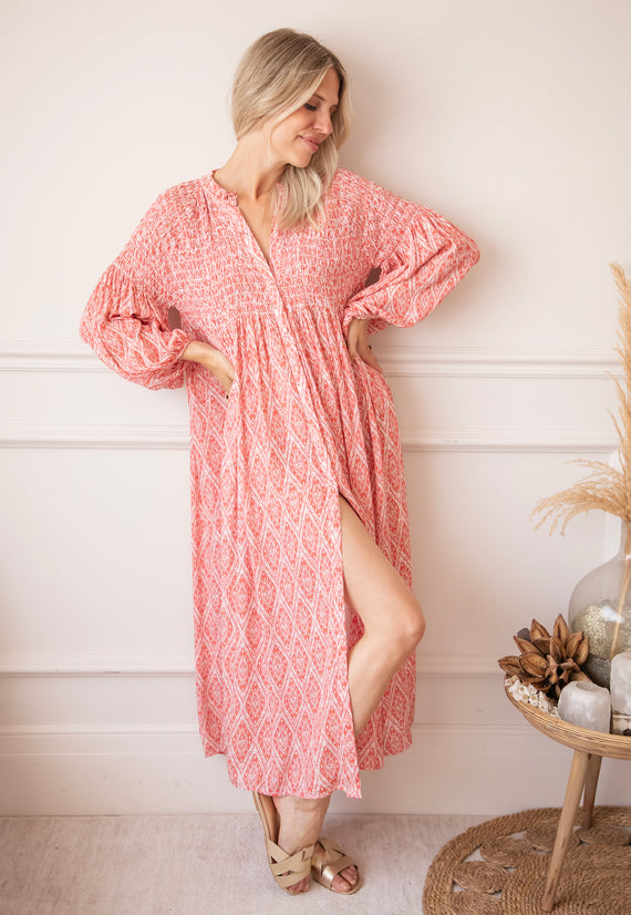 Joyce Shape Coral - Maxi Dress