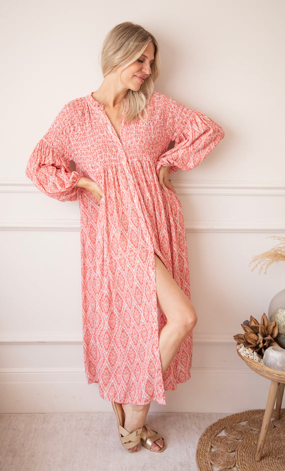 Joyce Shape Coral - Maxi Jurk