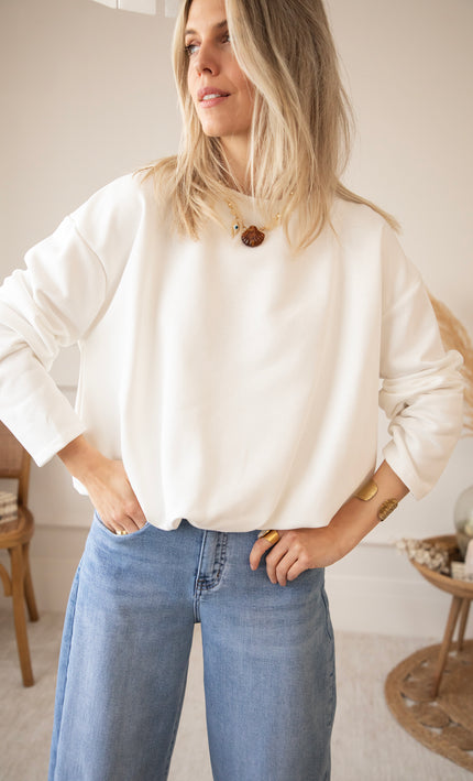 Pullover - Soft Stretch - Weiß