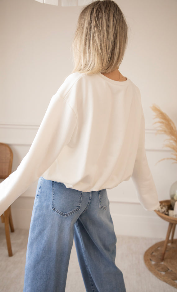 Pullover - Soft Stretch - Weiß