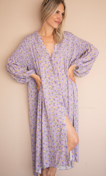 Joyce Bloom Lila/Yellow - Maxi Jurk